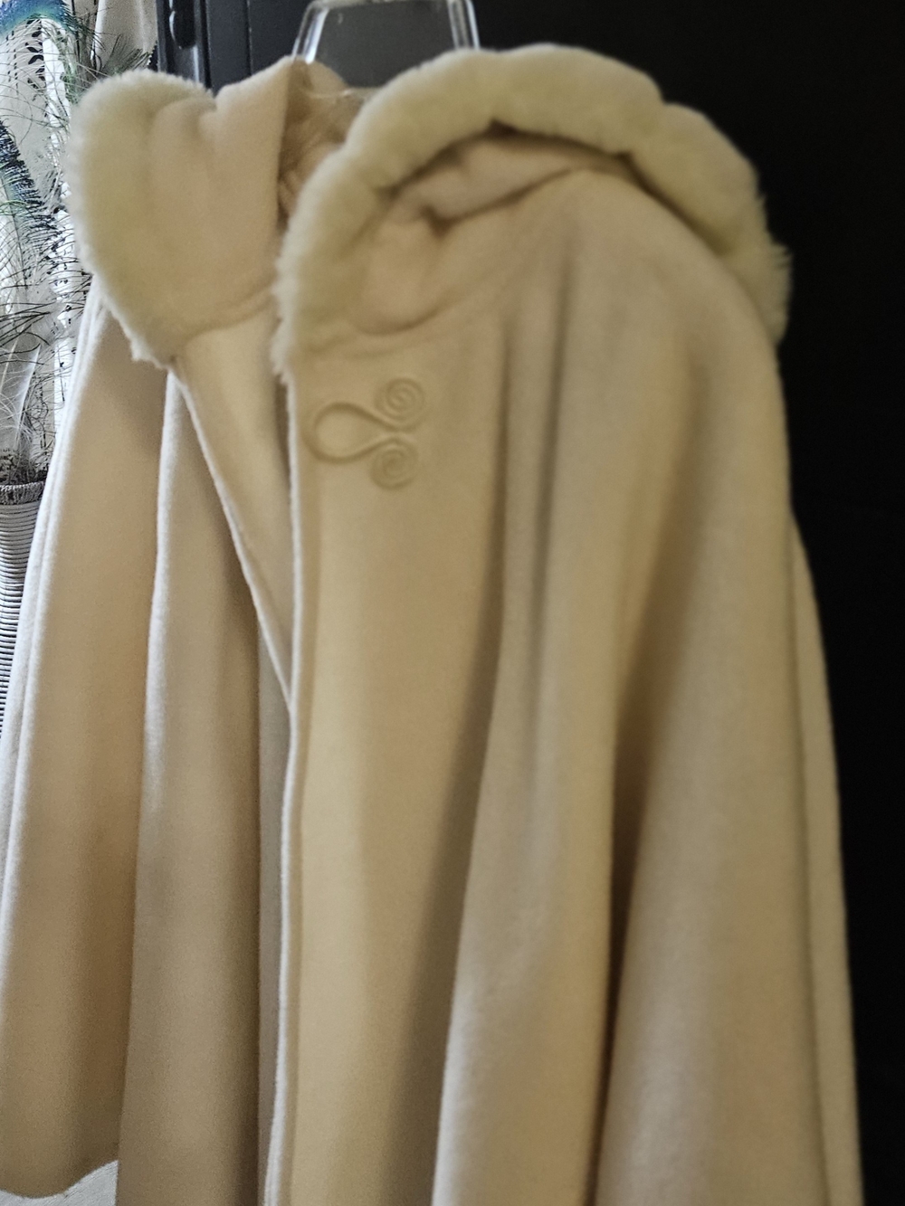 Worthington Cream Fleece Hooded Jacket with Faux Fur Trim